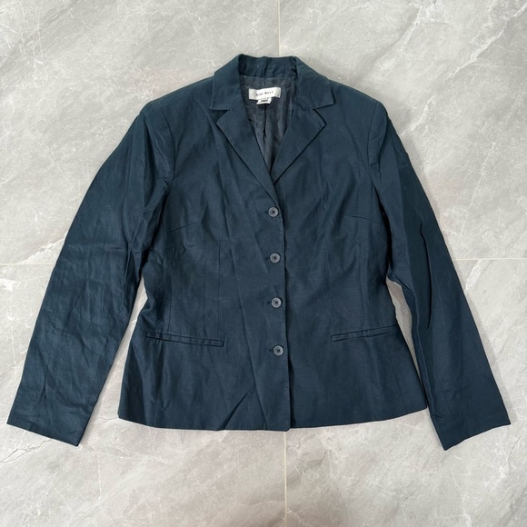 Women’s Nine West Linen Long Sleeve Button Down Blazer Jacket Size 10 - Picture 1 of 15